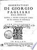 Osservationi Di Giorgio Pagliari Dal Bosco