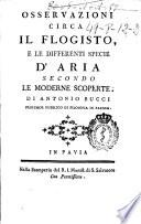 Osservazioni circa il flogisto, e le differenti specie d'aria secondo le moderne scoperte