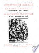 Osservazioni critiche di Erasmo Gesualdo sopra la Storia della via Appia di d. Francesco M. Pratilli e di altri autori nell'opera citati