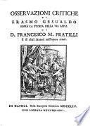 Osservazioni critiche sopra la storia della Via Appia di F.M. Pratilli