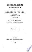 Osservazioni critiche sulla Storia d'Italia del cavaliere Luigi Bossi
