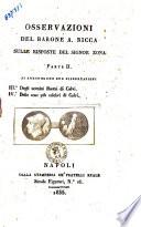 Osservazioni del barone A. Ricca sull'antica Calvi di D. Mattia Zona. Parte 1.[-2.] ...