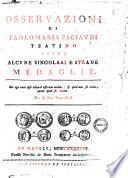 Osservazioni di Paolo Maria Paciaudi sopra alcune singolari e strane medaglie