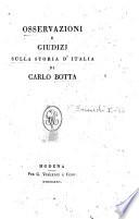 Osservazioni e giudizi sulla storia d'Italia di Carlo Botta