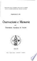 Osservazioni e memorie dell'Osservatorio astrofisico di Arcetri