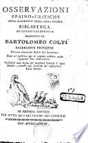 Osservazioni e ́paino-critiche sopra ciaschedun' opera della piccola biblioteca microenciclopedica posseduta