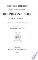 Osservazioni letterarie intorno ad alcuni tratti scelti dal romanzo dei Promessi sposi di A. Manzoni ad uso della gioventu studiosa per Rodolfo Isolani