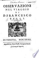 Osservazioni nel Viaggio di F. Belli