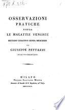 Osservazioni pratiche sopra le malattie veneree, metodo curativo senza Mercurio