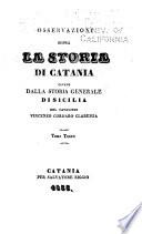 Osservazioni sopra la storia di Catania