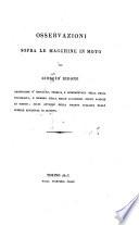 Osservazioni sopra le macchine in moto di Giorgio Bidone