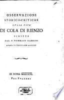 Osservazioni storico-critiche sulla vita di Cola di Rienzo