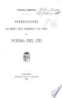 Osservazioni sul metro, sulle assonanze e sul testo del Poema Del Cid