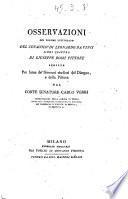 Osservazioni sul volume intitolato Del Cenacolo di Leonardo da Vinci libri quattro di Giuseppe Bossi pittore scritte per lume de' giovani studiosi del disegno, e della pittura dal conte senatore Carlo Verri