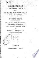 Osservazioni teorico-pratiche sui principj fondamentali della medicina di Giuseppe Frank ... Traduzione dal tedesco di Giuseppe Zandonati ... Parte 1.-2.!