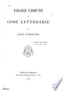 Pagine vissute e cose letterarie