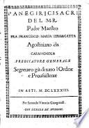 Panegirici sacri del m.r. padre maestro fra Francesco Maria Ferragatta agostiniano ..