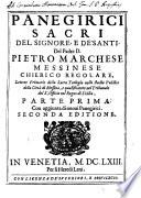 Panegirici Sacri Del Signore E De'Santi
