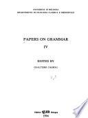 Papers on Grammar: Without special title