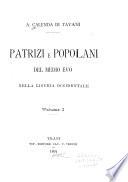 Patrizi e popolani del medio evo nella Liguria occidentale