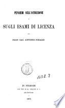 Pensieri sull'istruzione e sugli esami di licenza del prof. sac. Antonio Finazzi