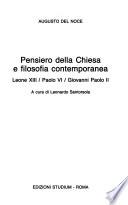 Pensiero della Chiesa e filosofia contemporanea