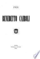 Per Benedetto Cairoli