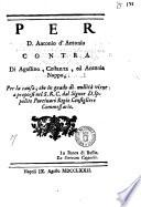 Per d. Antonio d'Antonio contra di Agostino, Costanza, ed Antonia Nappo, per la causa, che in grado di nullità viene a proporsi nel S.R.C. dal signor d. Ippolito Porcinari regio consigliere commessario [Gaetano Fortunato]