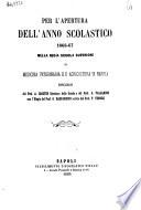 Per l'apertura dell'anno scolastico 1866-67 nella Regia Scuola Superiore di Medicina veterinaria ed Agricoltura di Napoli discorsi del prof. A.Cristin e del prof. G.Palladino con l'elogio del prof. G.Gasparrini scritto dal prof V.Tenore