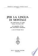 Per la lingua di Montale