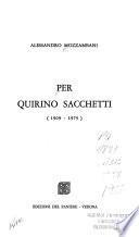 Per Quirino Sacchetti, 1909-1979