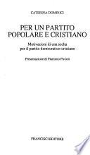 Per un partito popolare e cristiano