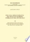 Per una bibliografia dei trattati giuridici pubblicati nel XVI secolo