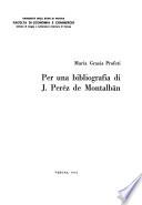 Per una bibliografia di J. Peréz de Montalbán