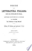 Perchè la letteratura italiana non sia popolare in Italia