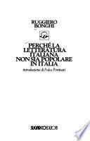 Perché la letteratura italiana non sia popolare in Italia