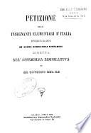 Petizione degli insegnanti elementari d'Italia appoggiata dal voto di altri onorevoli cittadini