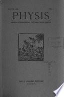 Physis; rivista internazionale di storia della scienza