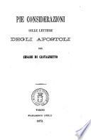 Pie considerazioni sugli Atti degli Apostoli per Cesare di Castagnetto
