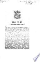Pius PP. 9. a' suoi amatissimi sudditi