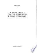 Poesia e critica tra fine Settecento e primo Ottocento