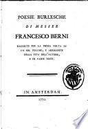 Poesie burlesche di messer Francesco Berni