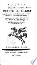 Poesie del magnifico Lorenzo de' Medici