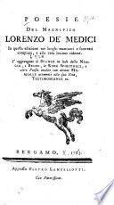 Poesie del Magnifico Lorenzo de' Medici