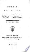 Poesie ebraiche. Giobbe. Cantico de Cantici. Cantici scritturali. Treni de Geremia