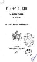 Pomponio Leto racconto storico del secolo 15. di Antonietta Klitsche de la Grange