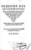 Prediche del Rev. P. Hieronymus Savonaruola sopra alquanti salmi & sopra Aggeo profeta