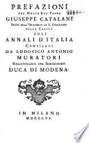 Prefazioni del molto Padre Giuseppe Catalani prete dell' oratorio di S. Girolamo della carita agli annali d'Italia