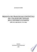 Presenza dei Francescani Conventuali nel Collegio dei Teologi dell'università di Padova