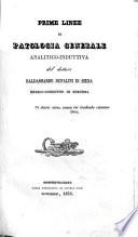 Prime linee di patologia generale analitico-induttiva